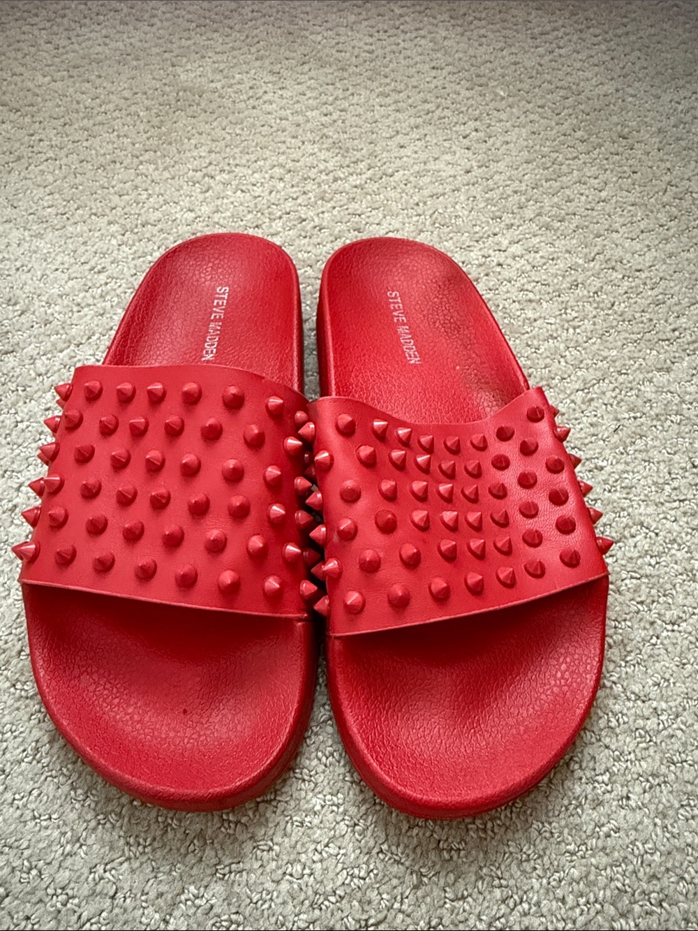 Steve Madden Red Studded Slide Sandals